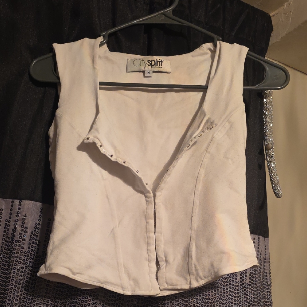 🟢City Spirit Women's White Sleeveless Blouse